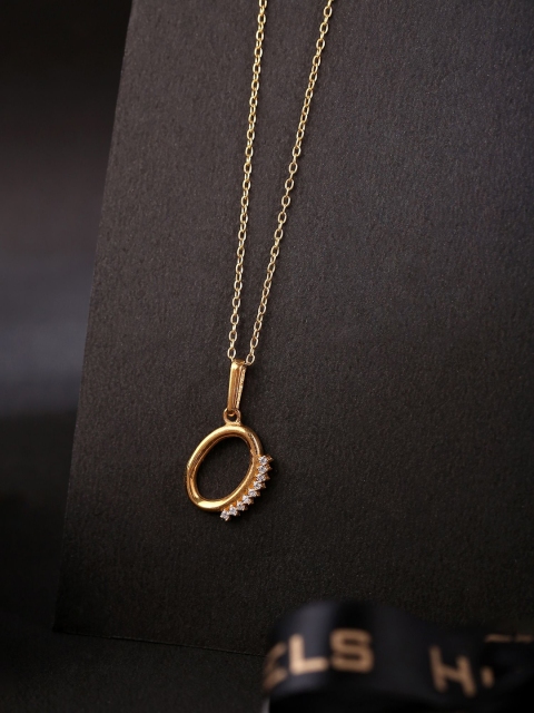 

Hiara Jewels Gold-Plated White CZ-Studded Pendant With Chain