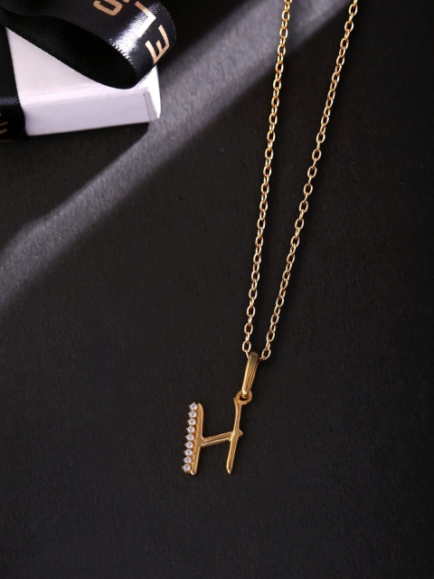 

Hiara Jewels Gold-Plated White Cubic Zirconia Studded Pendant With Chain