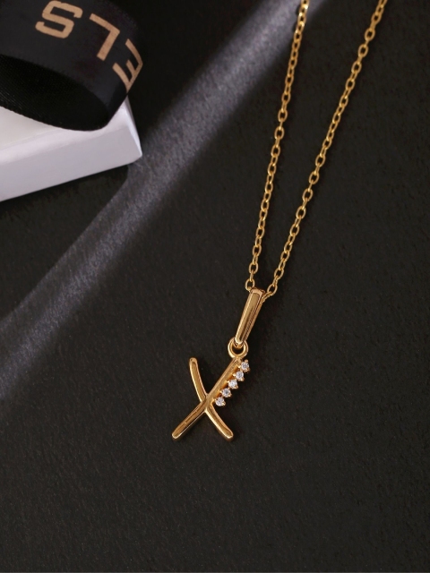 

Hiara Jewels Gold-Plated White CZ-Studded Pendant With Chain
