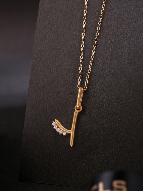 

Hiara Jewels Gold-Plated White CZ-Studded Pendant With Chain