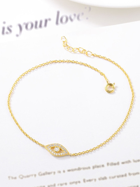 

Hiara Jewels Gold-Plated White Crystal-Studded Evil Eye Anklet