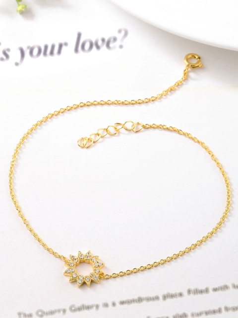 

Hiara Jewels 925 Sterling Silver Gold-Plated White Crystal Studded Anklet