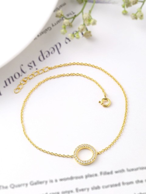 

Hiara Jewels 92.5 Sterling Silver Gold-Plated & Crystal Studded Anklet