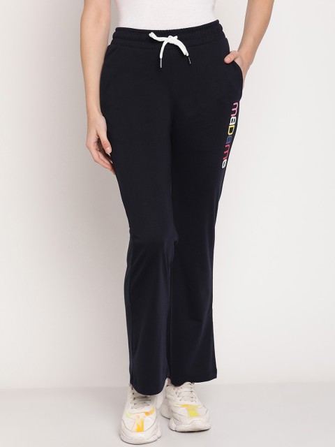 

Madame Women Navy Blue Printed Cotton Track Pants