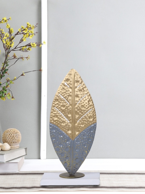 

Aapno Rajasthan Gold-Toned & Grey Leaf Table Showpieces