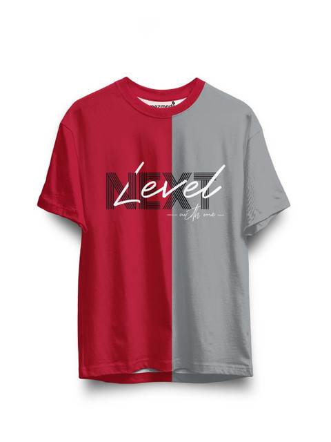 

mezmoda Boys Red & Grey Typography Printed T-shirt