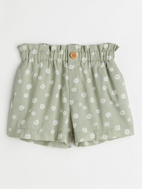 

H&M Girls Sage-Green Paper Bag Shorts