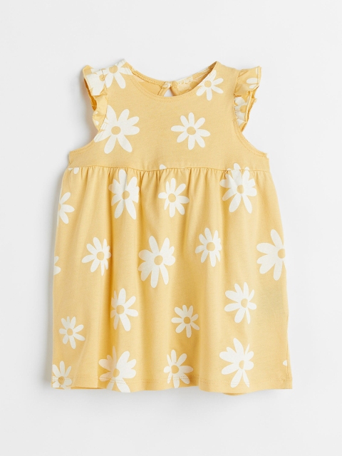 

H&M Girls Yellow Flounce-Trimmed Jersey Dress