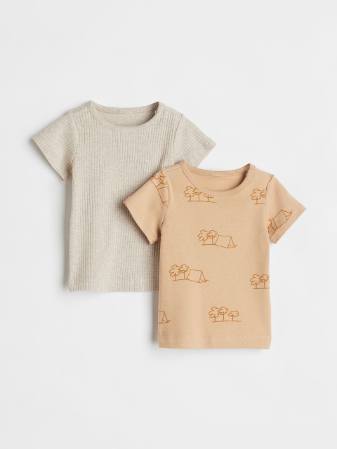 

H&M Girls Beige 2-Pack Cotton T-shirts