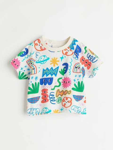 

H&M Boys Multicolored Patterned Round Neck Cotton T-Shirt, Multi