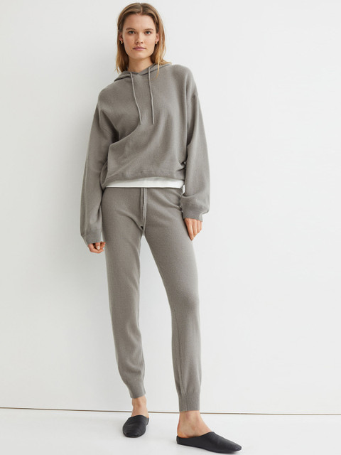 

H&M Women Grey Fine-knit Cashmere Joggers, Beige