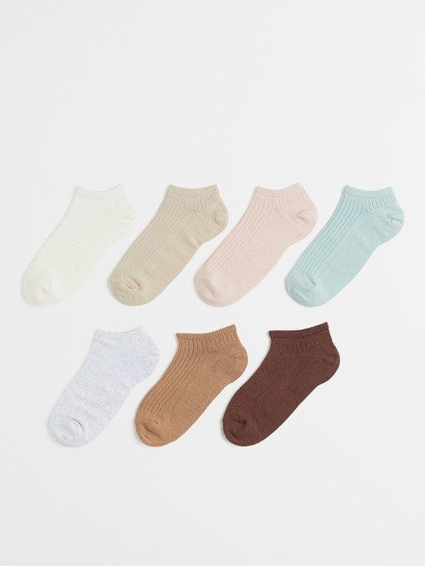 

H&M Girls 7-Pack Trainer Socks, Beige