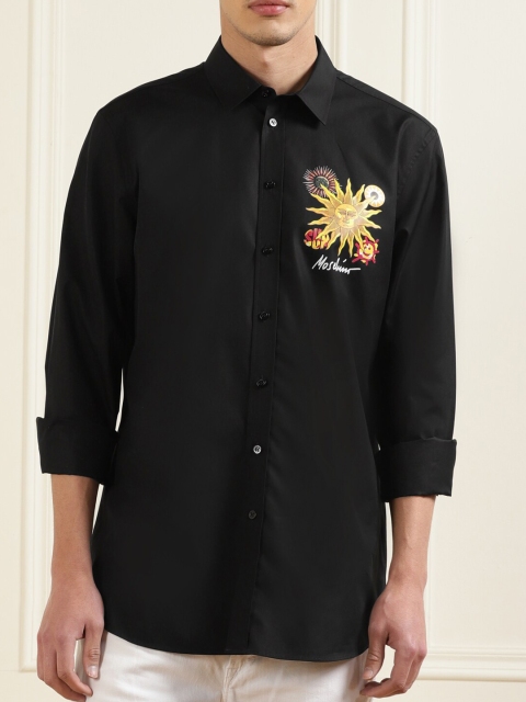 

MOSCHINO COUTURE Men Black Printed Comfort Cotton Casual Shirt