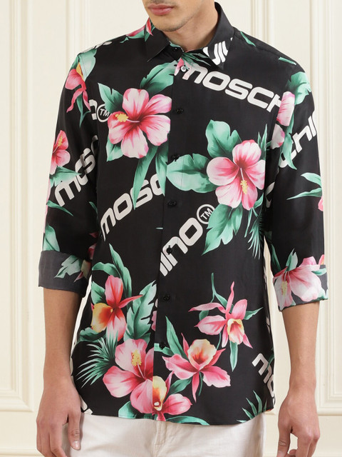 

MOSCHINO COUTURE Men Black Comfort Floral Printed Casual Shirt