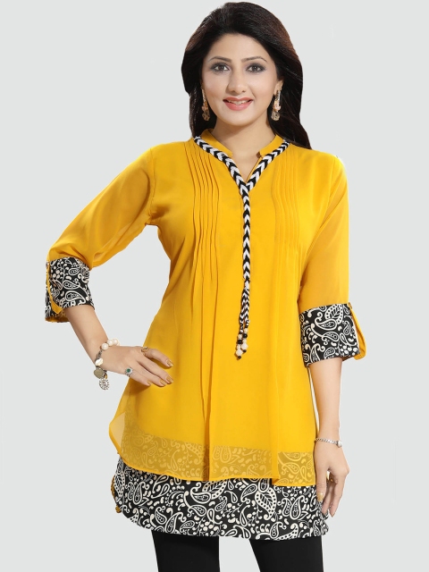 

Saree Swarg Yellow & Black Kurti