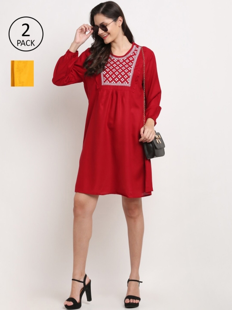 

Miaz Lifestyle Maroon A-Line Dress