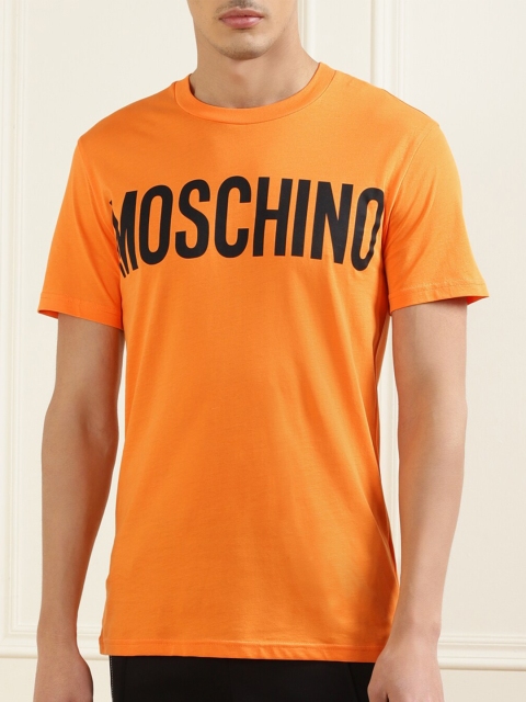 

MOSCHINO COUTURE Men Orange Typography Printed Cotton T-shirt