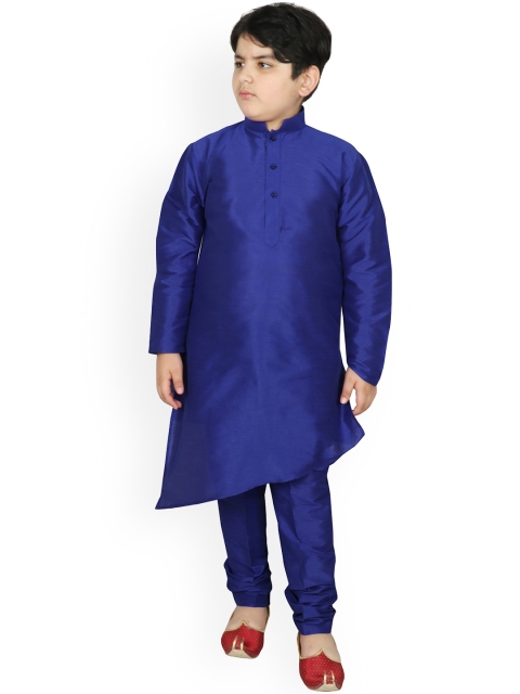

SG YUVRAJ Boys Blue Raw Silk Kurta with Churidar Set