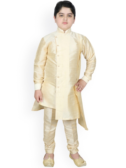 

SG YUVRAJ Boys Beige Raw Silk Kurta with Trousers