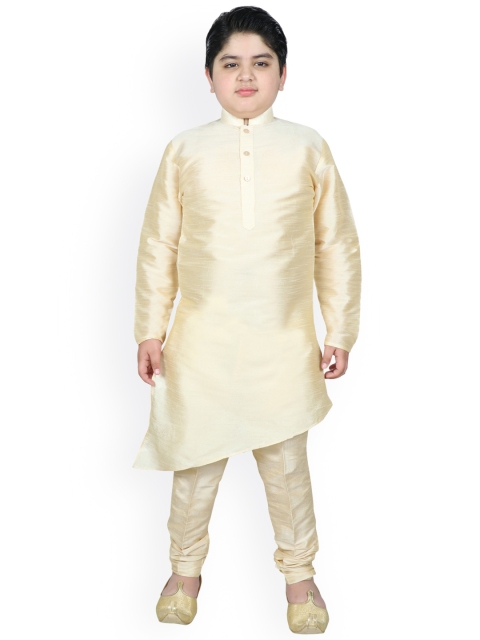 

SG YUVRAJ Boys Cream-Coloured Raw Silk Kurta with Churidar