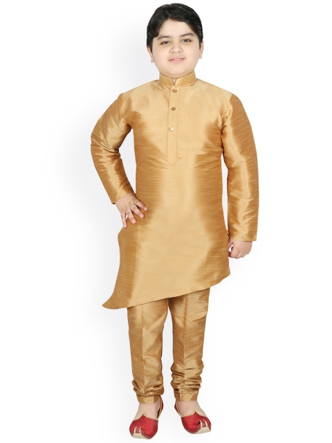 

SG YUVRAJ Boys Gold-Toned Raw Silk Kurta with Pyjamas