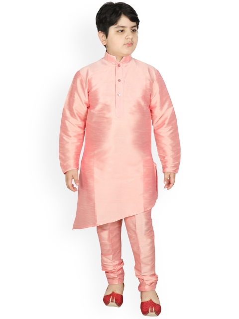 

SG YUVRAJ Boys Peach-Coloured Raw Silk Kurta with Pyjamas