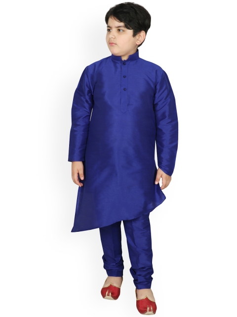 

SG YUVRAJ Boys Royal Blue Solid Raw Silk Kurta with Churidar
