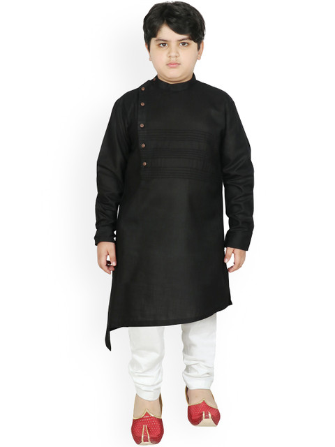 

SG YUVRAJ Boys Black Pure Cotton Kurta with Pyjama Set