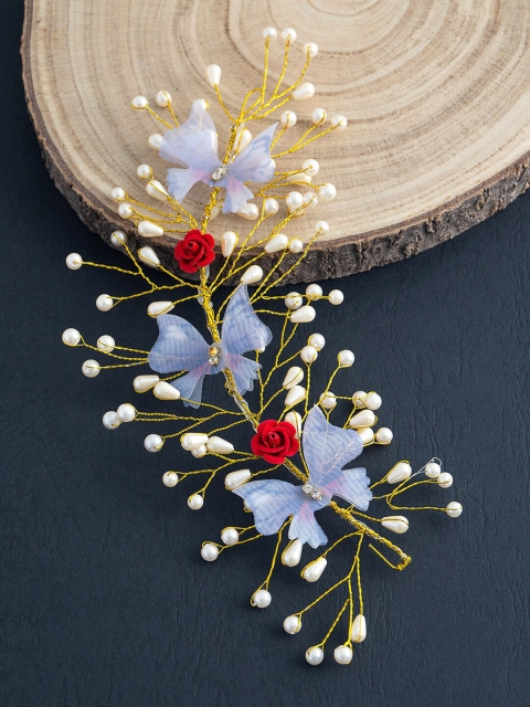 

Golden Peacock Women Gold-Toned & Blue Embellished Tiara