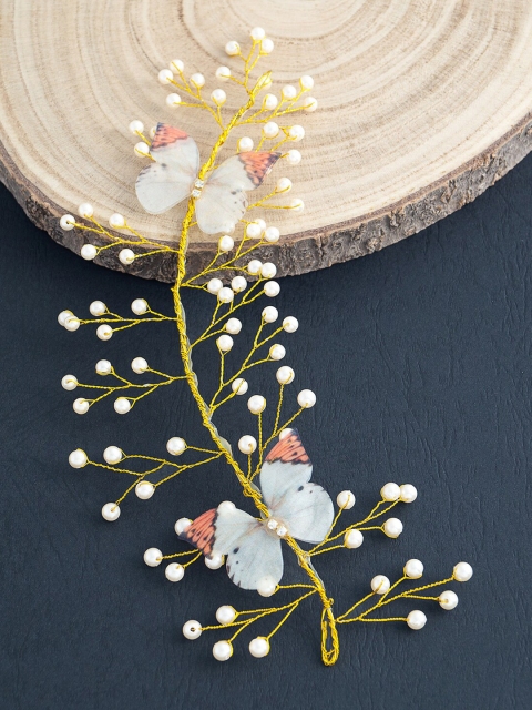 

Golden Peacock Women Gold-Toned & White Embellished Tiara