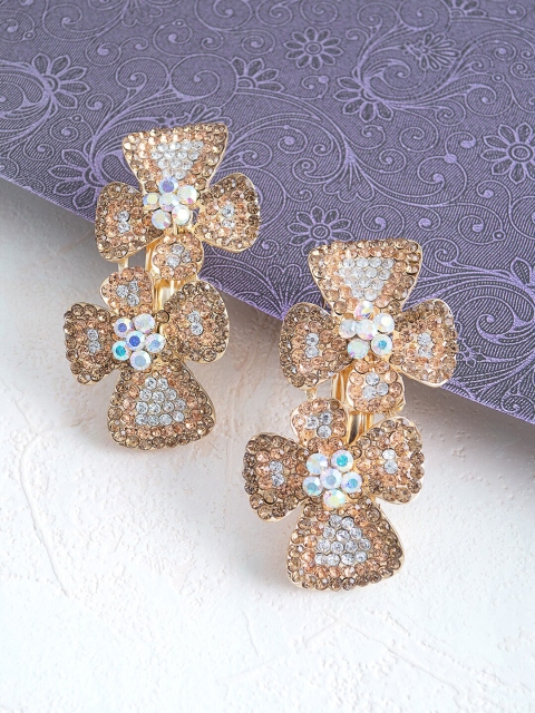 

Golden Peacock Women Set of 2 Gold-Toned Embellished French Barrette