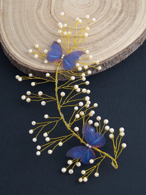 

Golden Peacock Women Gold-Toned & Blue Embellished Tiara