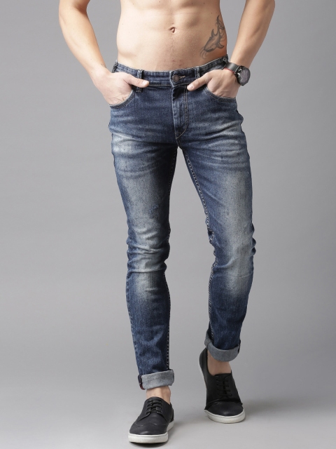 

Moda Rapido Men Blue Skinny Fit Mid Rise Low Distress Jeans