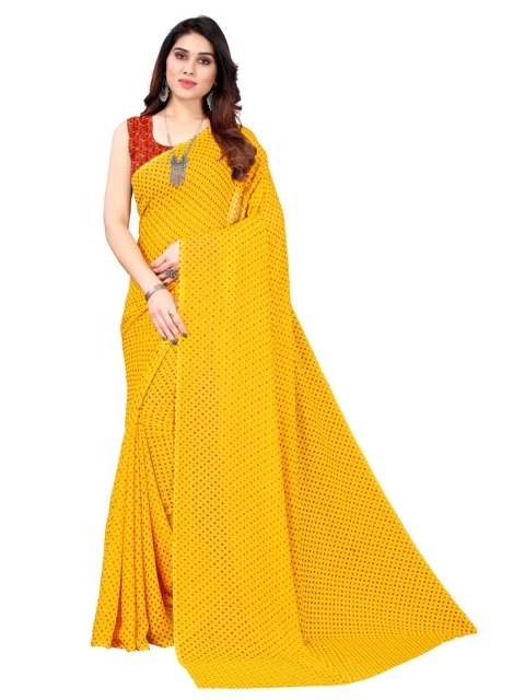 

KALINI Yellow & Orange Pure Georgette Saree