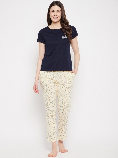 

MADAME M SECRET Women Yellow & Navy Blue Night suit