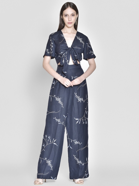 

250 DESIGNS Women Navy Blue Floral Co-Ord Set