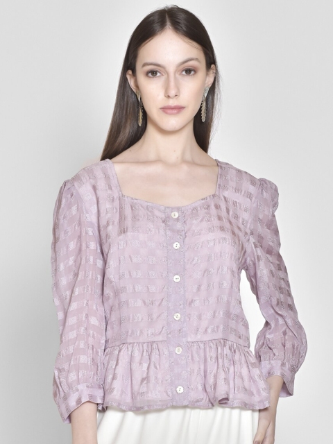 

250 DESIGNS Purple Bohemian Georgette Peplum Top