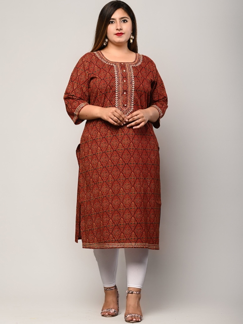 

Swasti Women Rust Ethnic Motifs Printed Floral Kurta