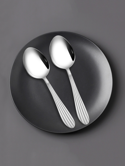 

Athome by Nilkamal Set of 2 Silver-Toned Textured Serving Spoons