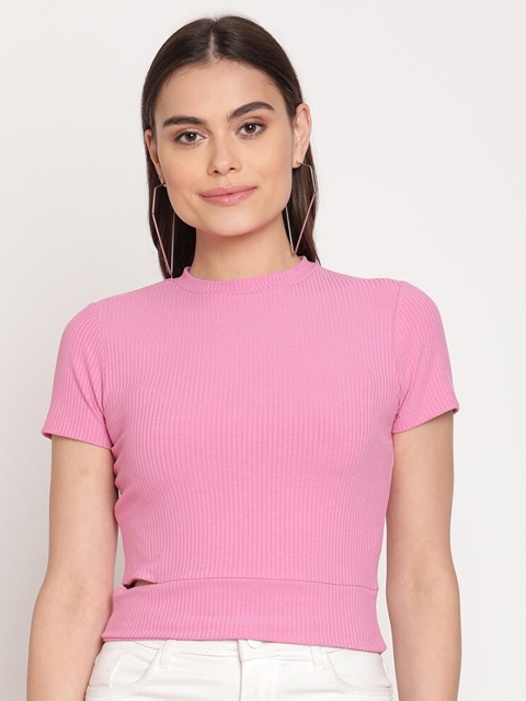 

Madame Pink Solid Crop Top