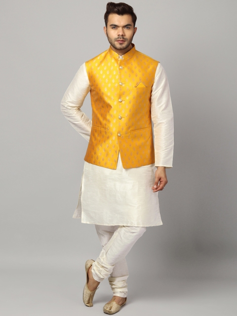 

Uri and MacKenzie Men Off White Dupion Silk Kurta with Churidar
