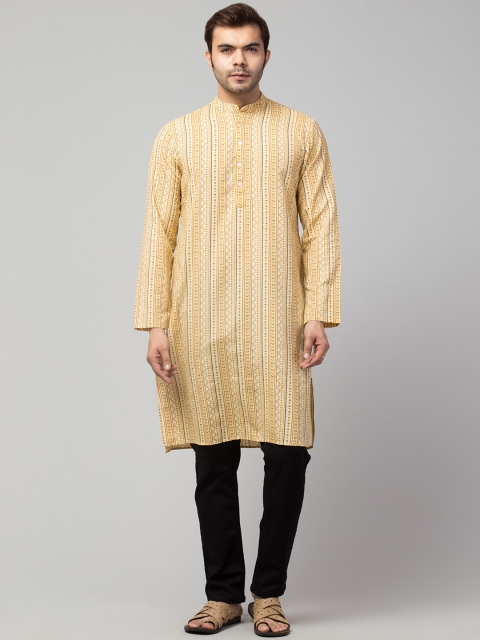 

Waahiba Men Yellow Embroidered Thread Work Kurta