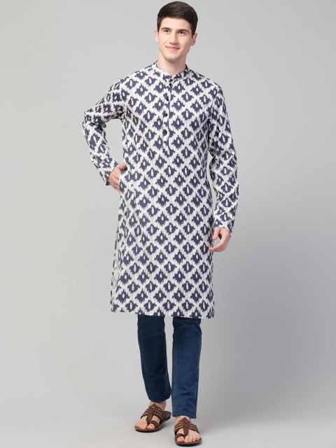 

Waahiba Men Grey Geometric Printed Thread Work Kurta