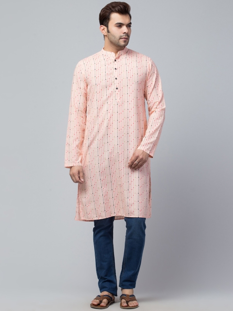 

Waahiba Men Pink Geometric Flared Sleeves Chikankari Kurta