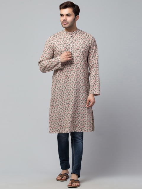 

Waahiba Men Pink Geometric Printed Kurta