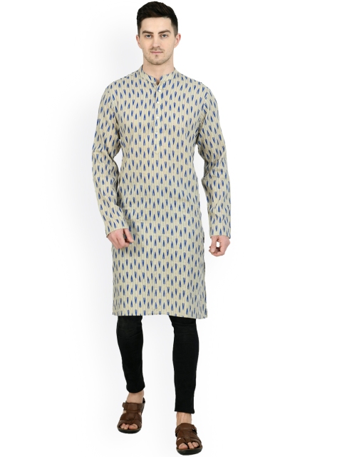 

Waahiba Men Multicoloured Geometric Thread Work Handloom Kurta, Multi