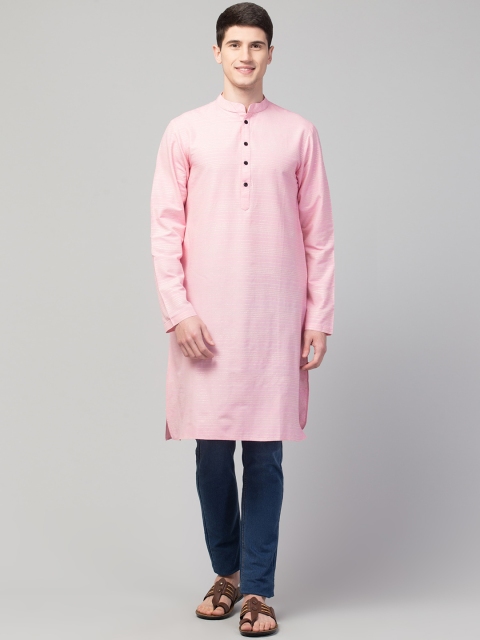 

Waahiba Men Pink Thread Work Kurta