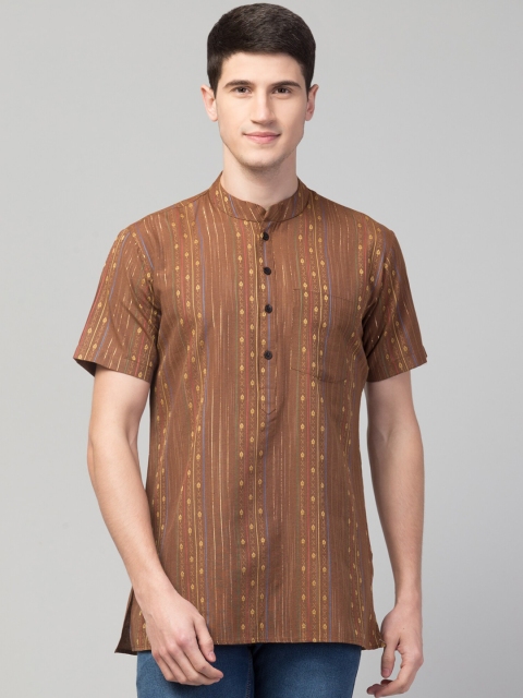 

Waahiba Men Brown Geometric Printed Thread Work Kurta