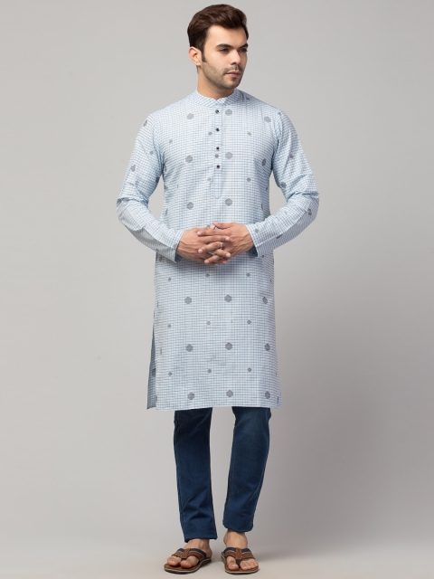 

Waahiba Men Blue Flared Sleeves Thread Work Kurta