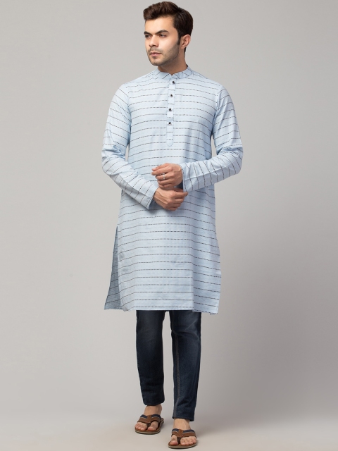 

Waahiba Men Blue Thread Work Kurta
